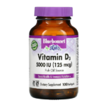 Bluebonnet Nutrition, витамин D3, 125 мкг (5000 МЕ), 100 мягких таблеток