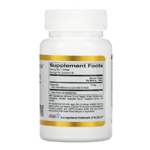 California Gold Nutrition, астаксантин, чистый исландский продукт AstaLif, 12 мг, 30 растительных мягких таблеток состав