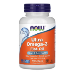NOW Foods, ультра омега-3, рыбий жир, 90 капсул