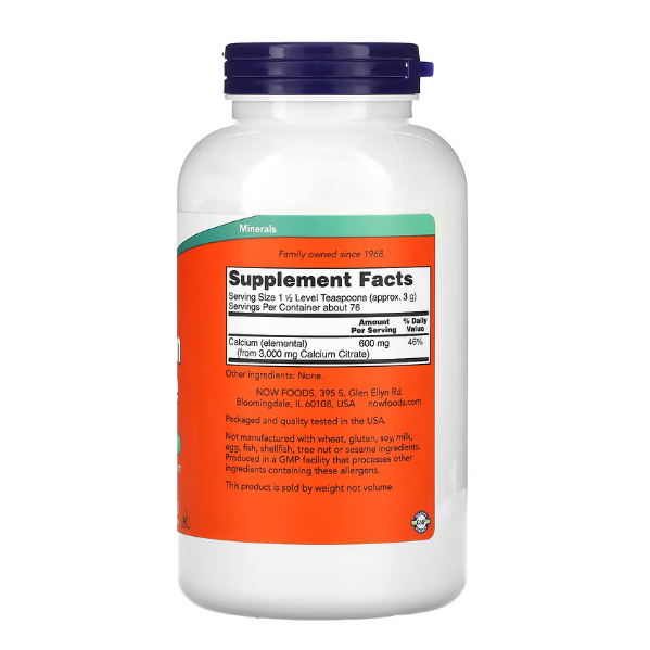 NOW Foods, цитрат кальция, чистый порошок, 227 г