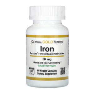 California Gold Nutrition, Ferrochel, железо (бисглицинат), 36 мг, 90 растительных капсул