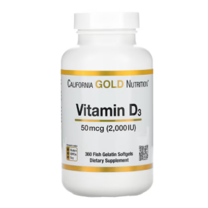 California Gold Nutrition, витамин D3, 50 мкг (2000 МЕ), 360 рыбно-желатиновых капсул