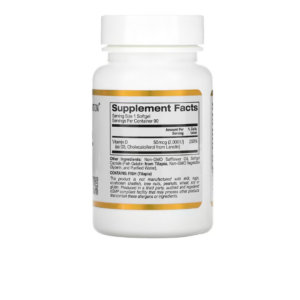 California Gold Nutrition, витамин D3, 50 мкг (2000 МЕ), 90 рыбно-желатиновых капсул