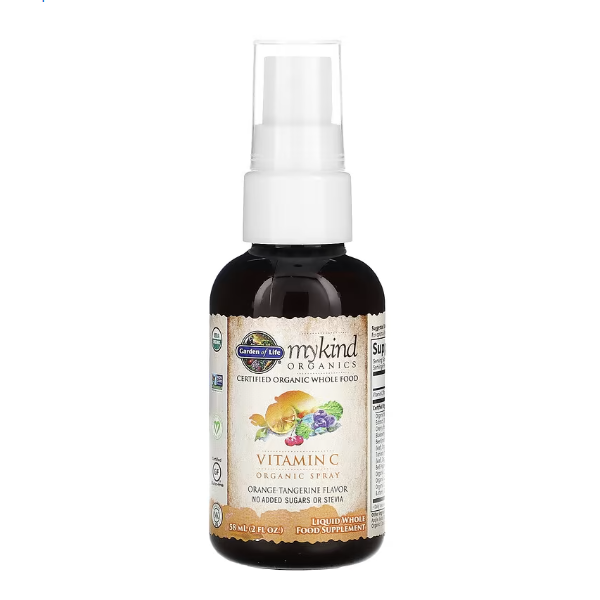 Garden of Life, MyKind Organics, спрей с органическим витамином C, вкус апельсина и мандарина, 58 мл