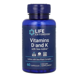 Life Extension, витамины D и К с йодом Sea-Iodine, 60 капсул