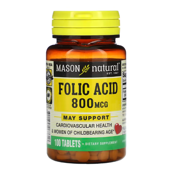 Mason Natural фолиевая кислота 800 мкг 100 таблеток
