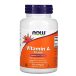 NOW Foods, витамин A, 25 000 МЕ, 250 капсул