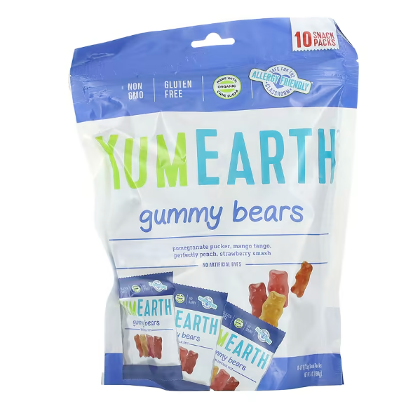YumEarth, жевательные мишки, ассорти, 10 порционных упаковок по 19,8 г