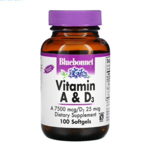 Bluebonnet Nutrition, витамины A и D3, 100 капсул