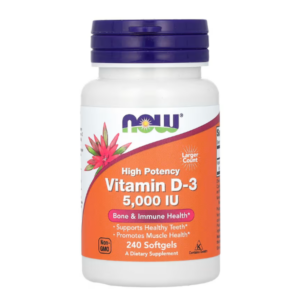 NOW Foods, Витамин D3, высокая эффективность, 125 мкг (5000 МЕ), 240 мягких таблеток