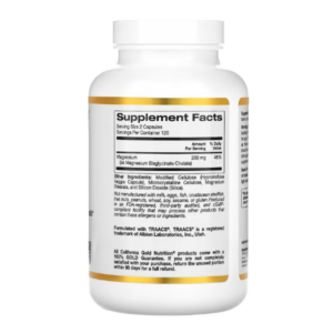 California Gold Nutrition, бисглицинат магния, с TRAACS®, 200 мг, 240 растительных капсул (100 мг в 1 капсуле)
